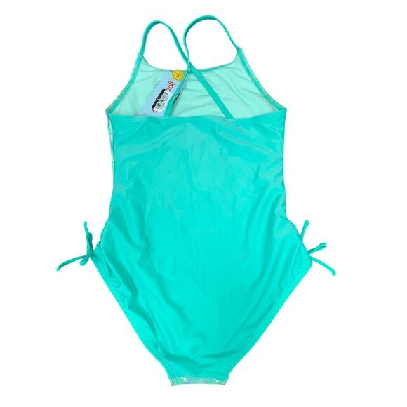 New Cat & Jack Large 10/12 Shiny Mermaid Scale Strappy 1PC Swim Swimsuit - Picture 2 of 3